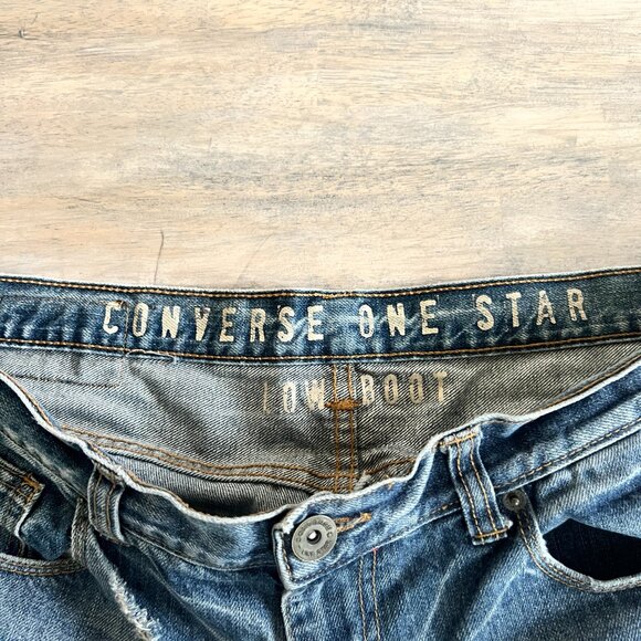 Converse One Star Women's 36x32 Low Bootcut Distressed Blue Jeans - Picture 3 of 8